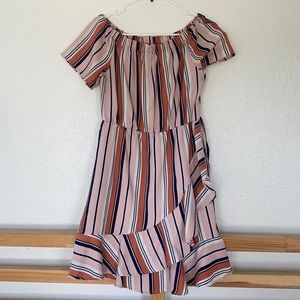 Pink, Blue and White Striped Dress